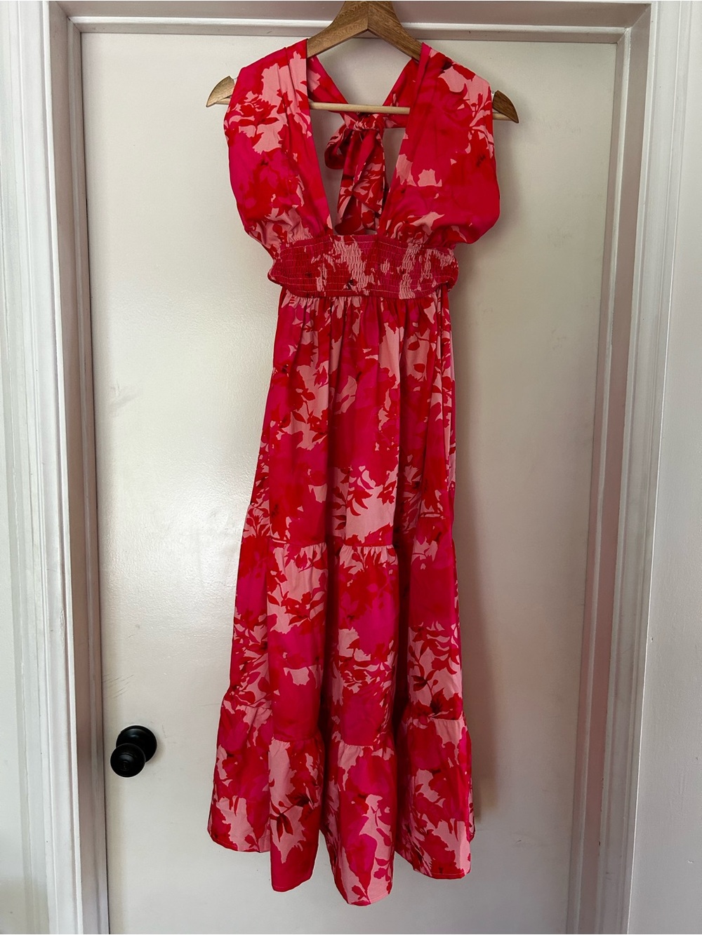 Luxe Pink Smocked Waist Maxi Dress